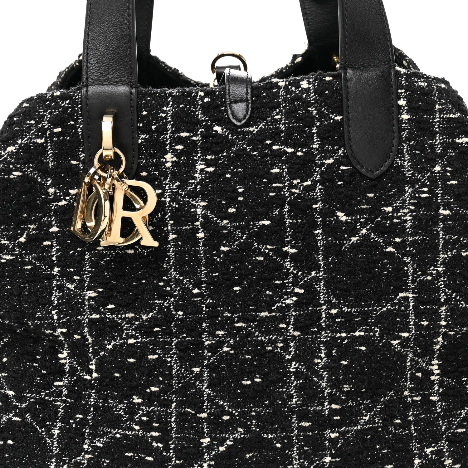 Christian Dior Calfskin Tweed Cannage Medium Toujours Black White 15 of 21