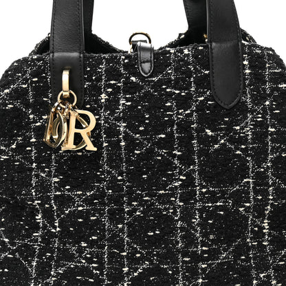 Christian Dior Calfskin Tweed Cannage Medium Toujours Black White 15 of 21
