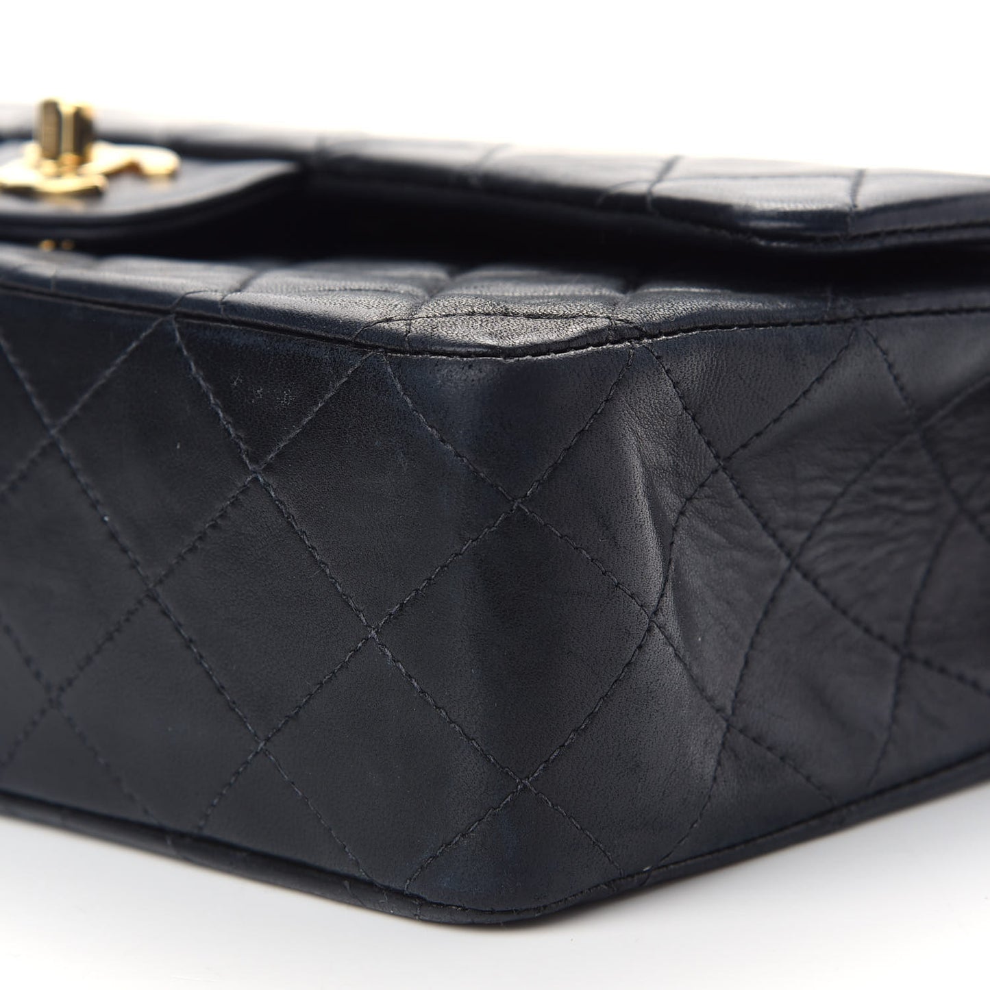 Lambskin Quilted Medium Double Flap Black