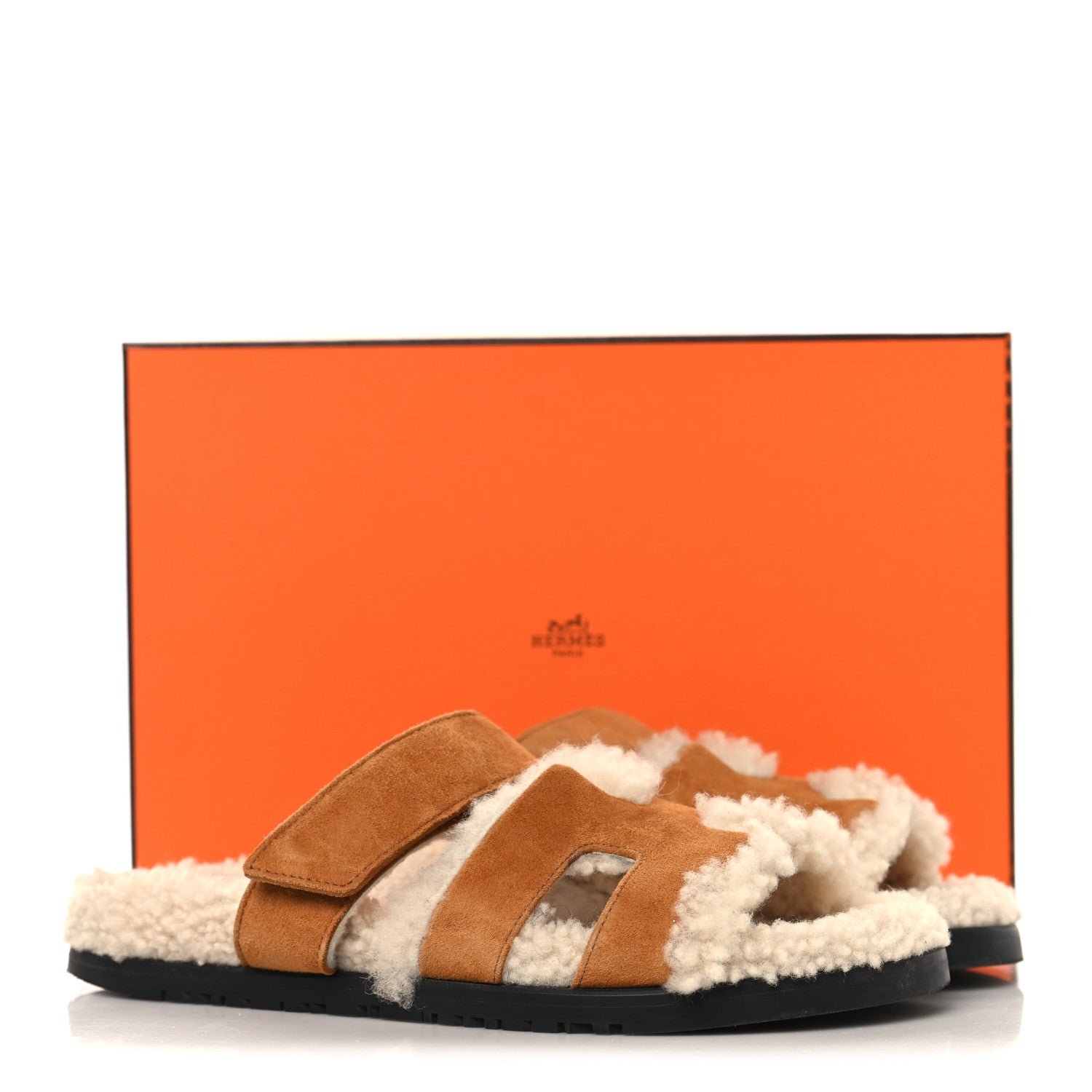 Hermes Suede Goatskin Woolskin Womens Chypre Sandals 37 Naturel Ecru 9 of 9