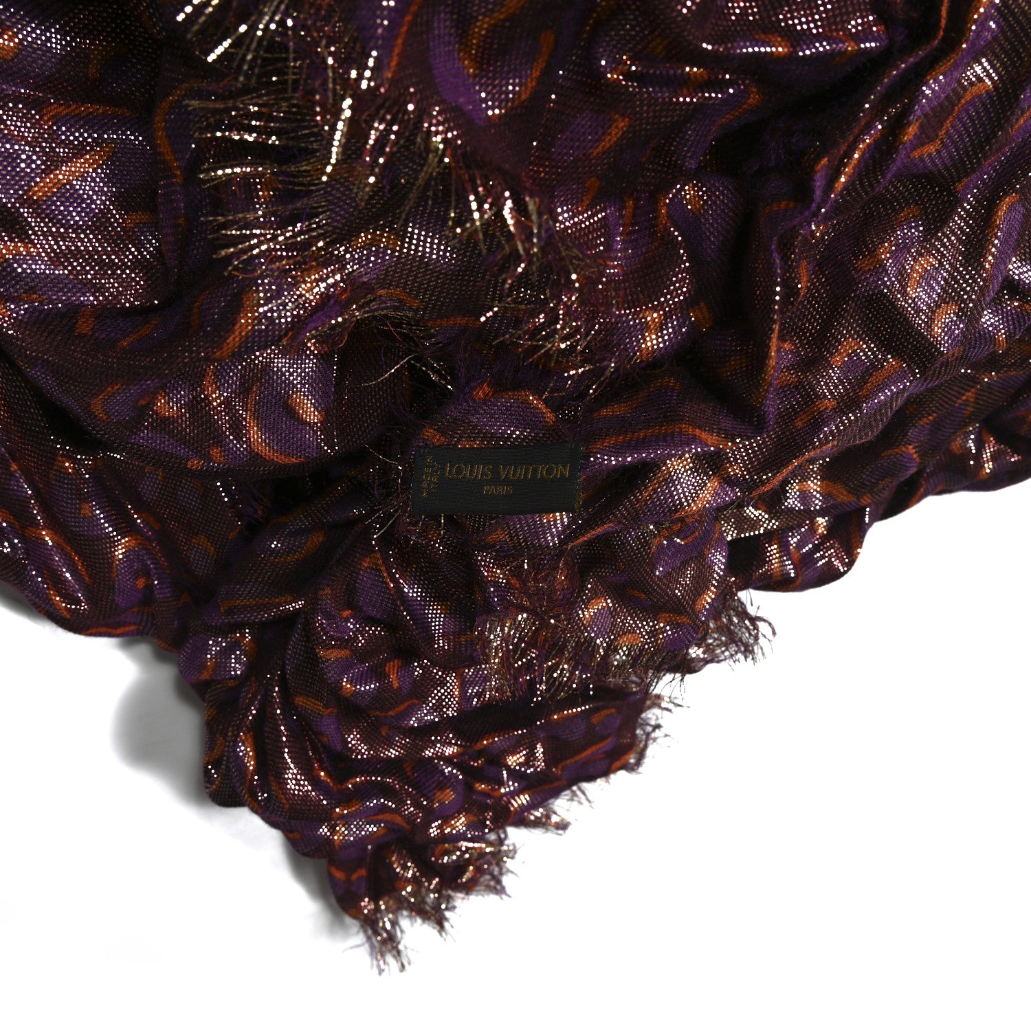 Louis Vuitton Cashmere Silk Polyester Stephen Sprouse Disco Leopard Stole Purple 3 of 3