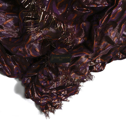 Louis Vuitton Cashmere Silk Polyester Stephen Sprouse Disco Leopard Stole Purple 3 of 3