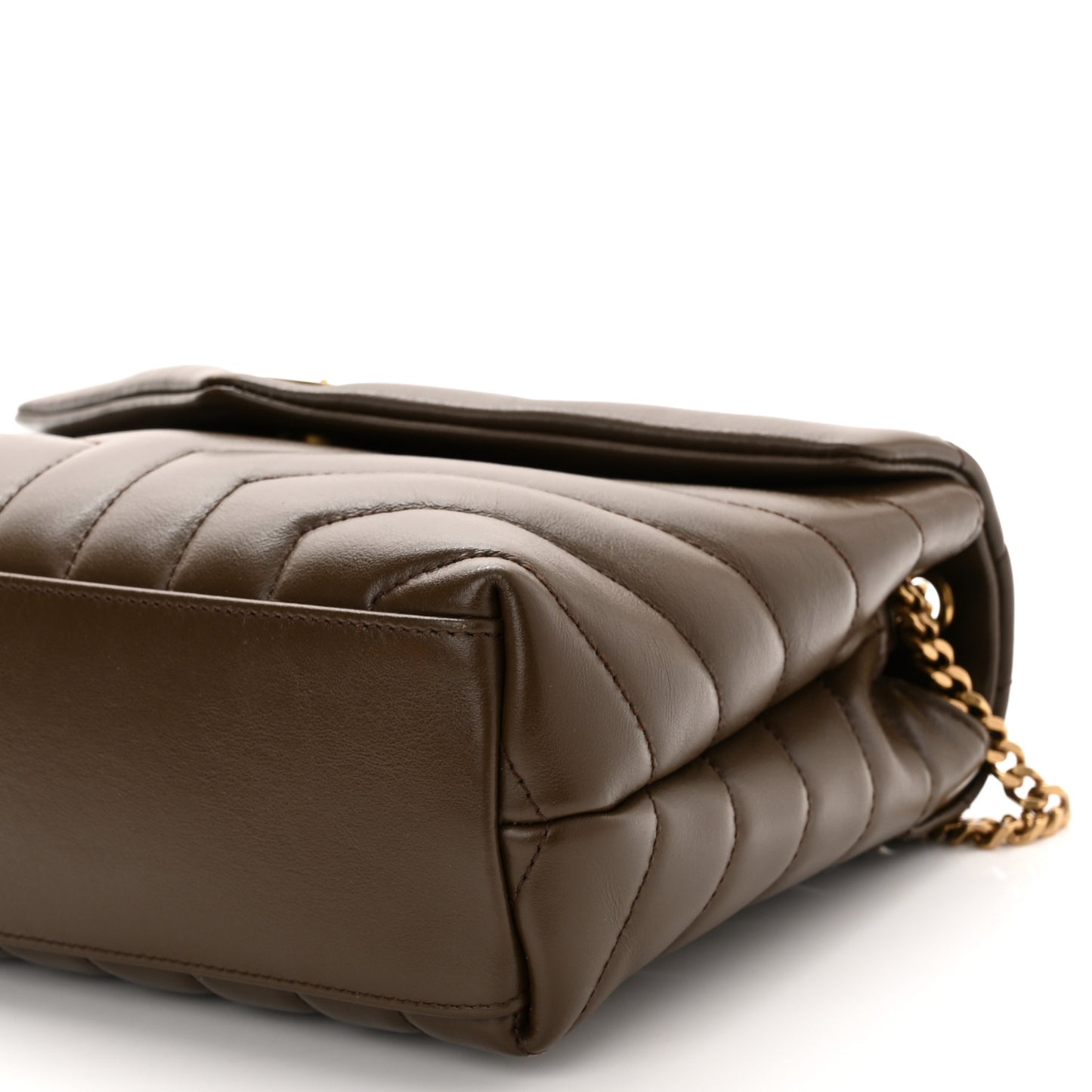 Calfskin Y Quilted Monogram Small Loulou Chain Satchel Taupe