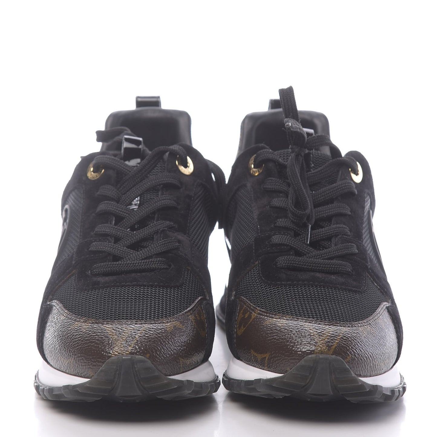 Suede Monogram Run Away Sneakers 38 Black