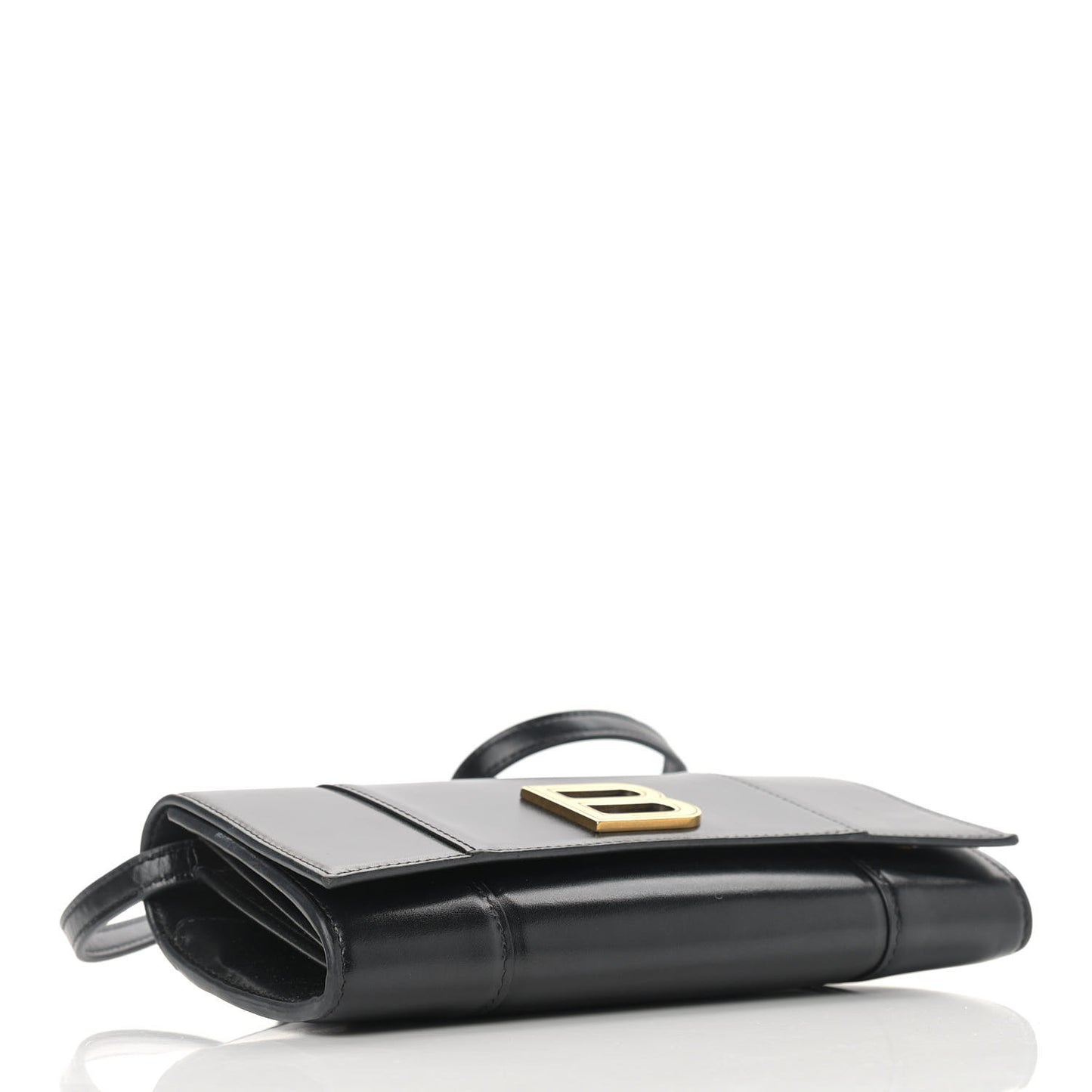Smooth Calfskin Hourglass Continental Wallet On Strap Black