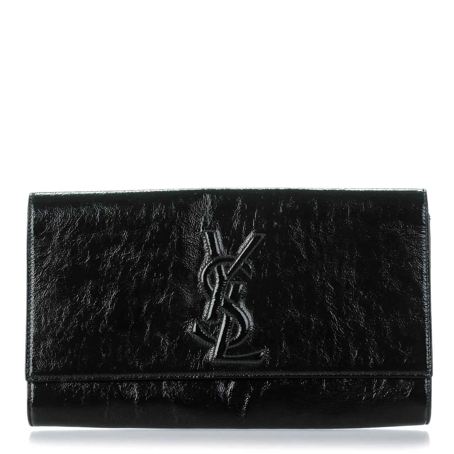 Textured Patent Monogram Large Belle De Jour Clutch Black