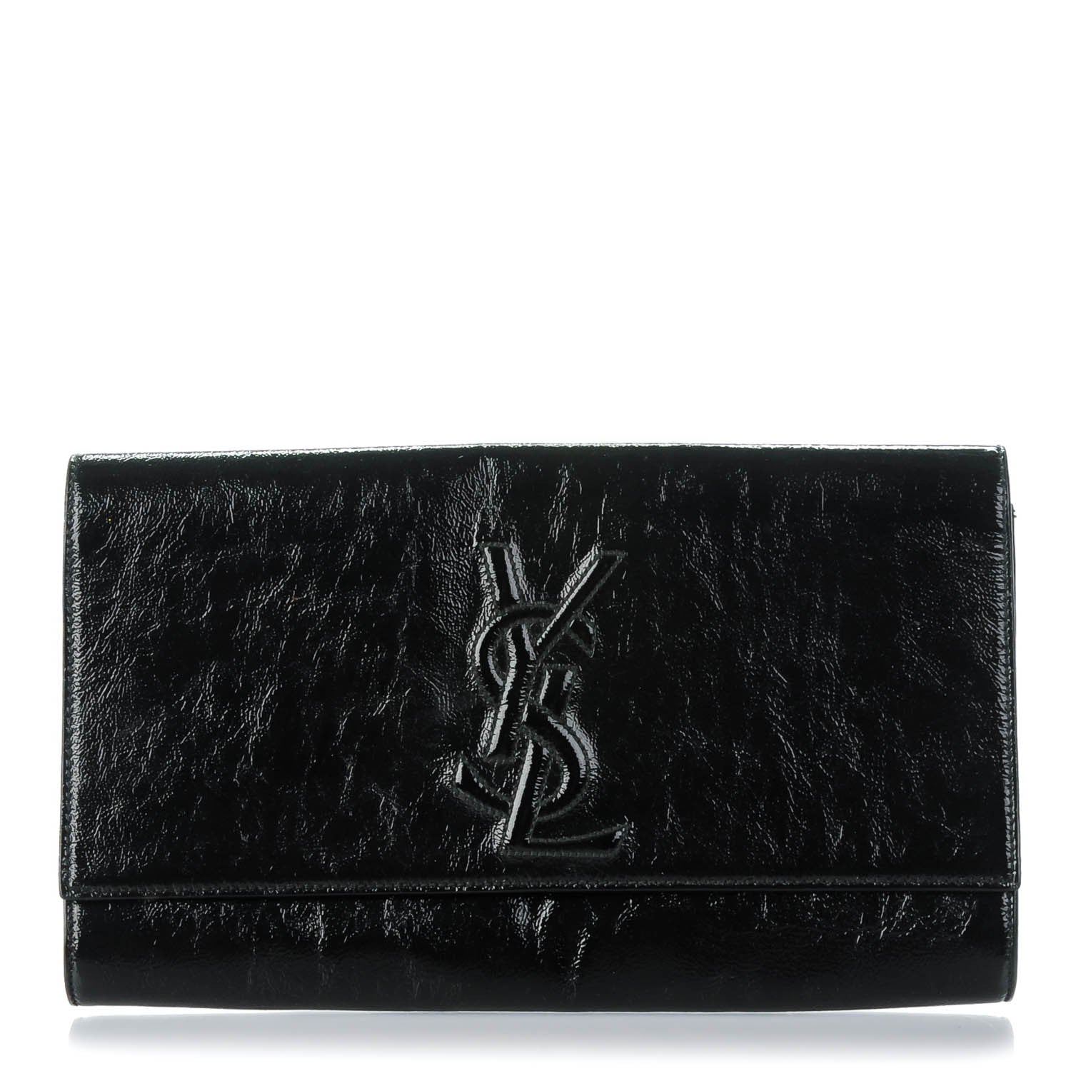 Saint Laurent Textured Patent Monogram Large Belle De Jour Clutch Black 1 of 7