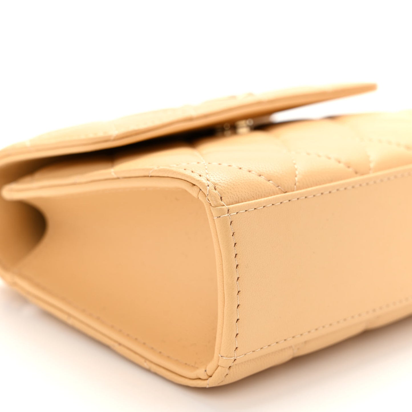Lambskin Pearl Enamel Quilted Pearly Girl Handle Flap Clutch With Chain Yellow