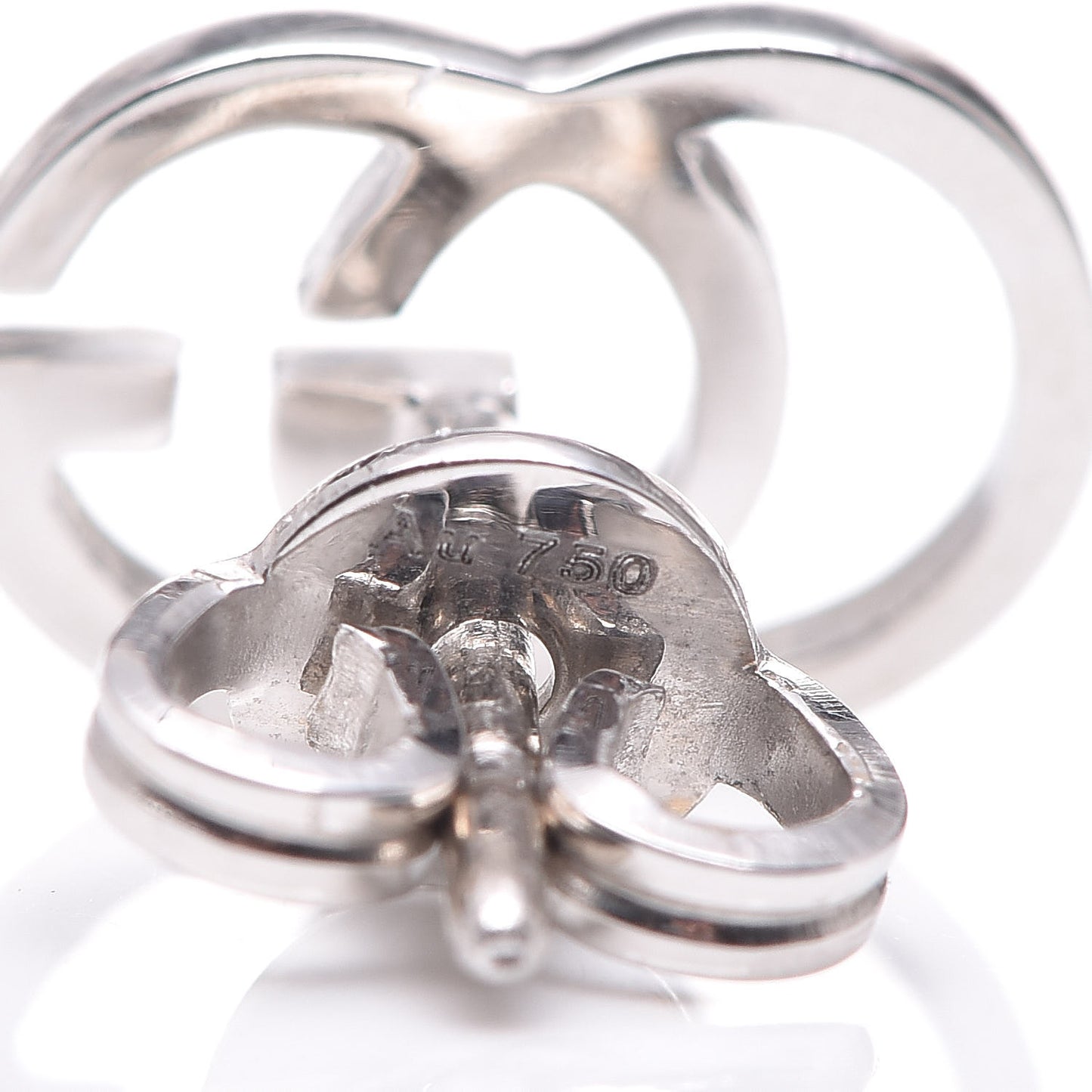 18K White Gold GG Tissue Stud Earrings
