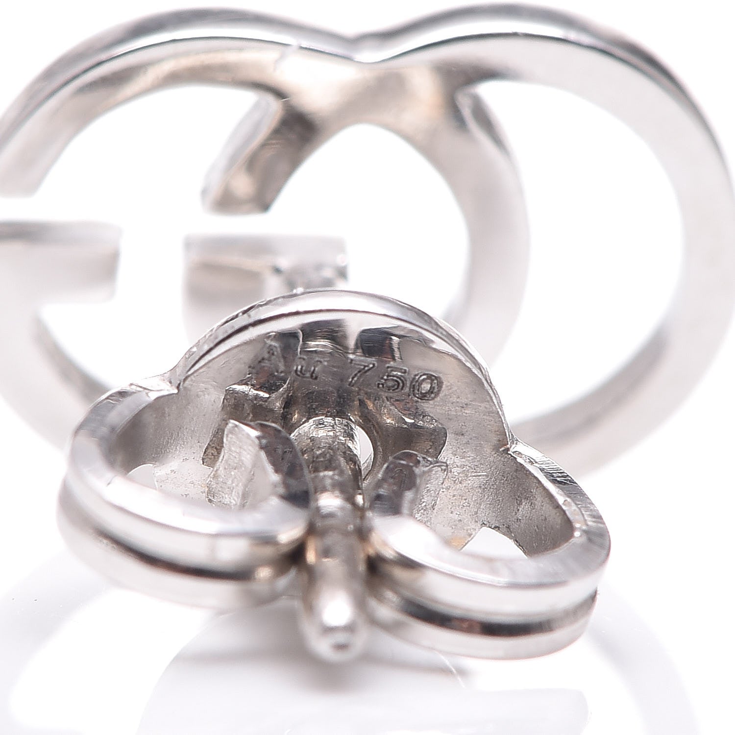 Gucci 18K White Gold GG Tissue Stud Earrings 6 of 6