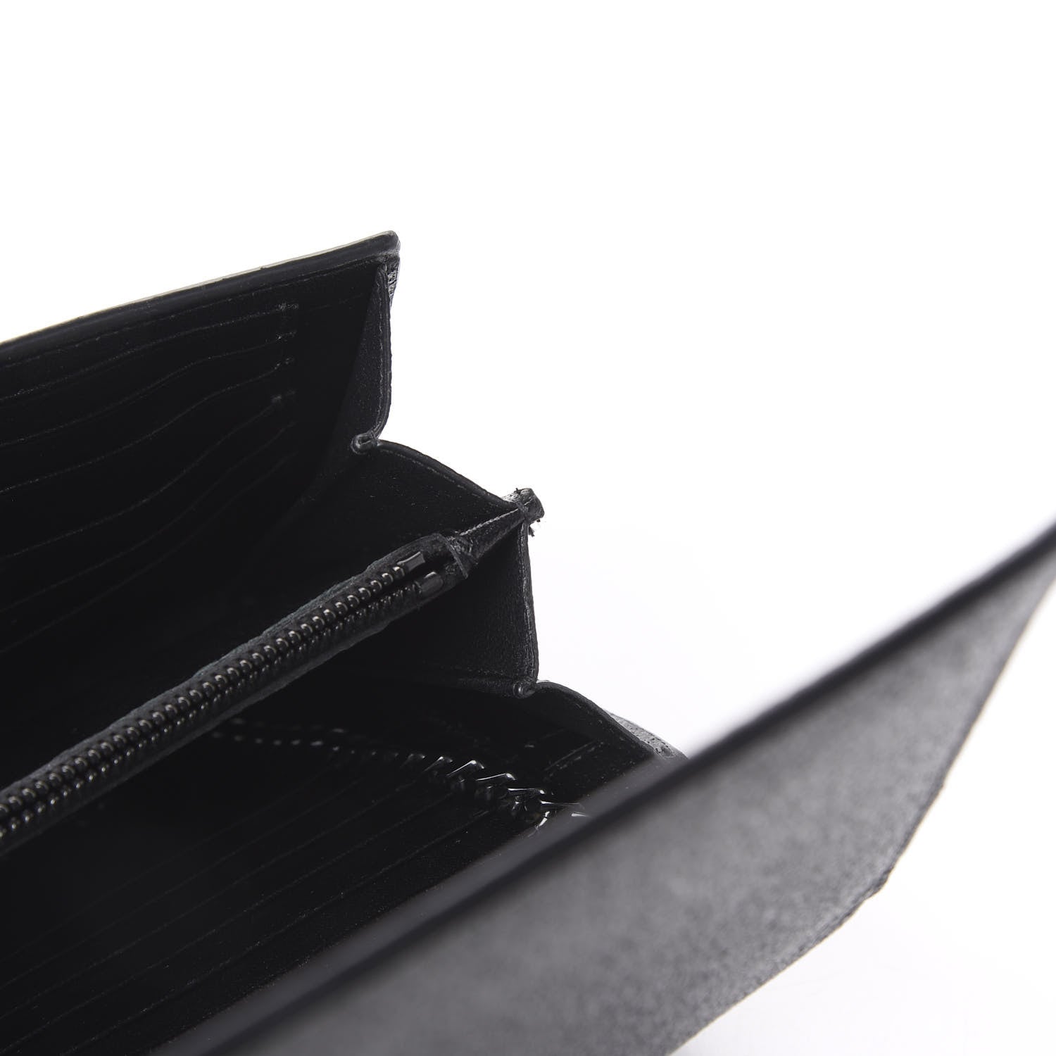 Saint Laurent Grained Metallic Calfskin Monogram Chain Wallet Black 10 of 11