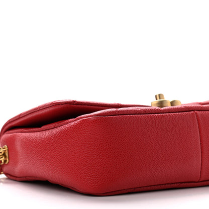 Chanel Shiny Caviar Quilted Small Chain Melody Flap Red 8 of 9