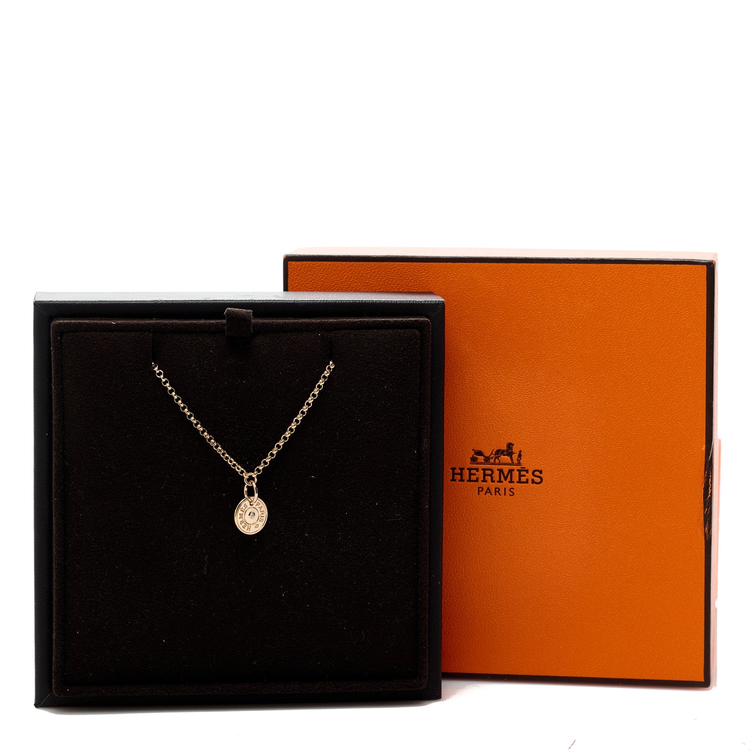 Hermes 18K Rose Gold Diamond Gambade Clou de Selle Necklace 6 of 6