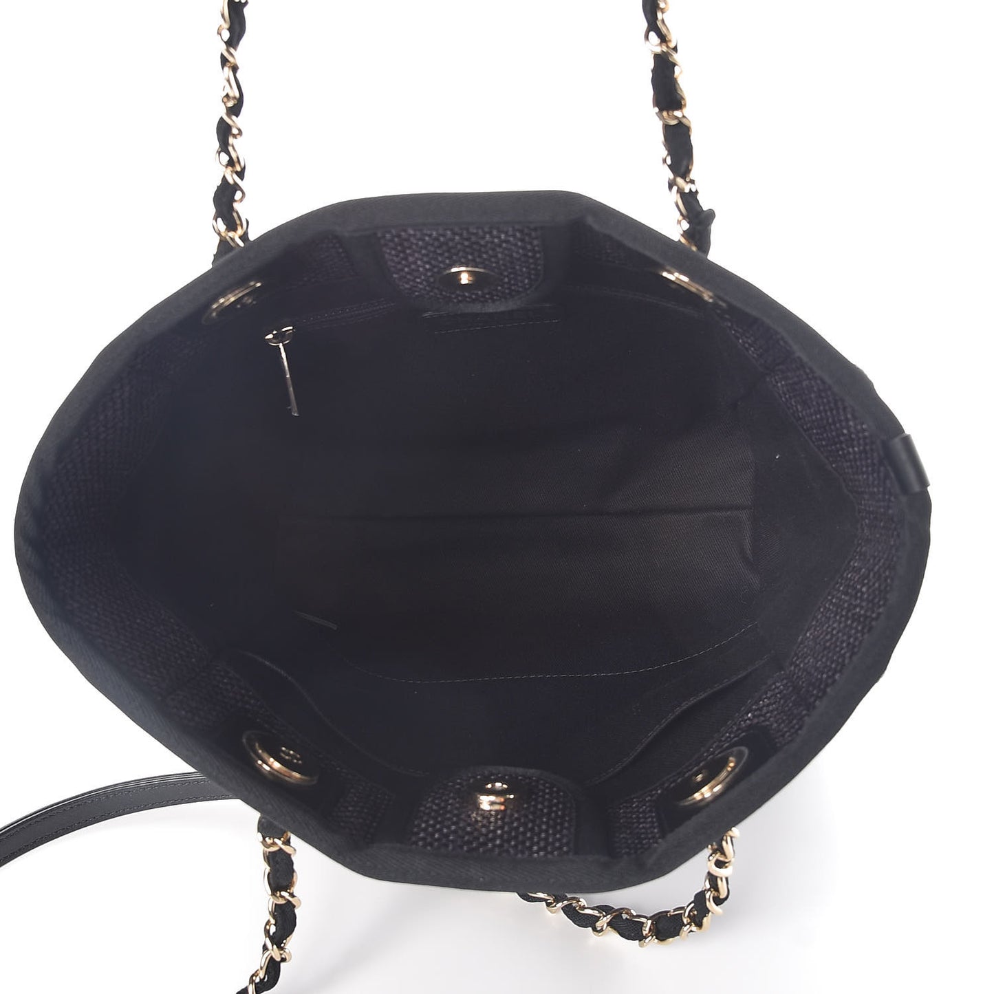 Woven Straw Raffia Mini Deauville Tote Black