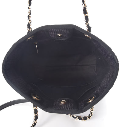 Chanel Woven Straw Raffia Mini Deauville Tote Black 7 of 9