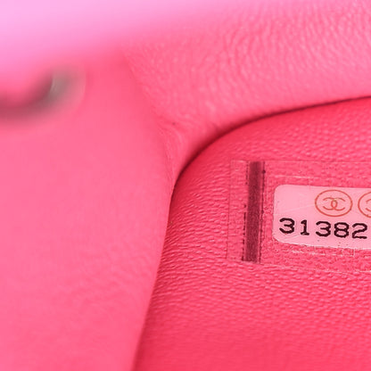 Chanel Lambskin Quilted Mini Rectangular Flap Neon Pink 9 of 11