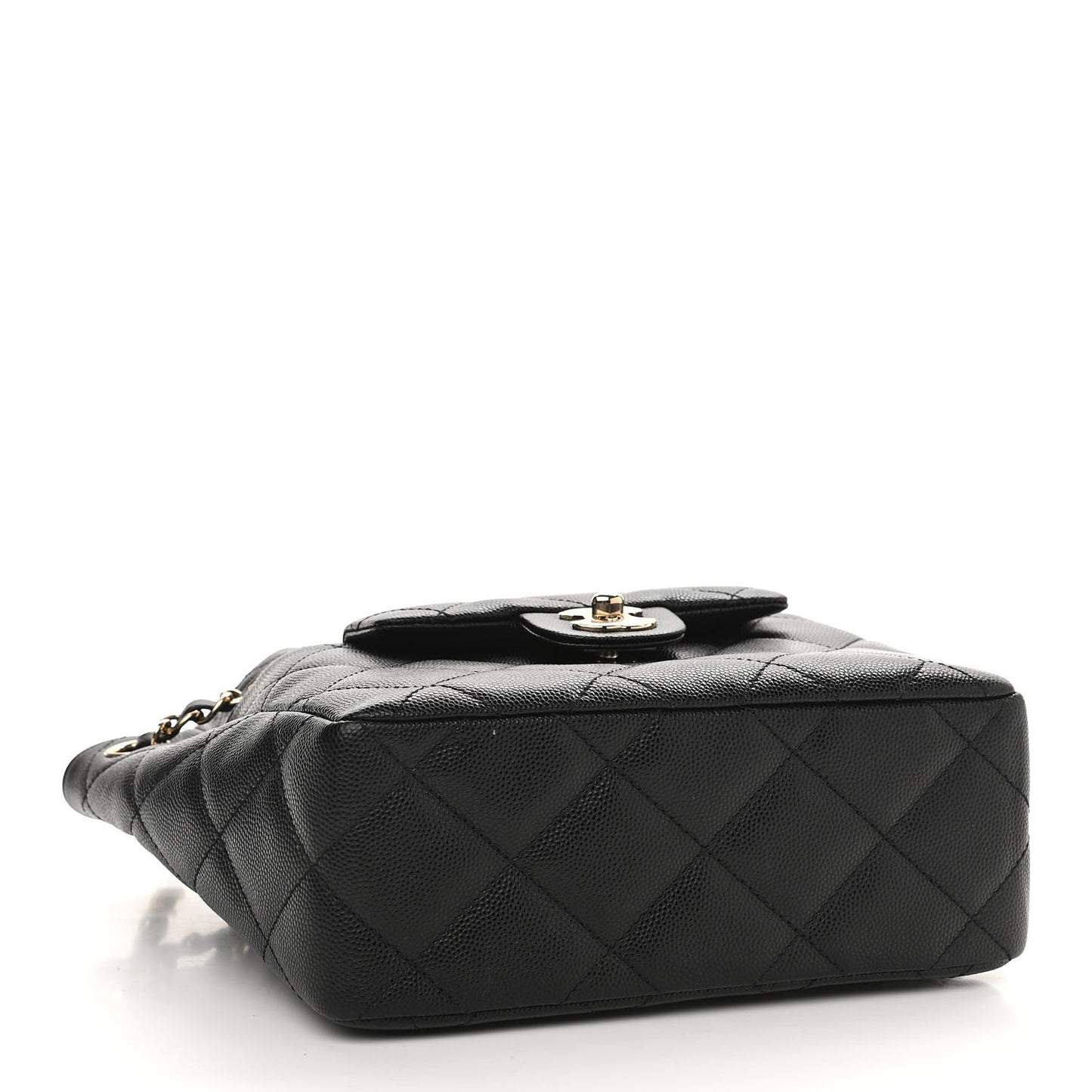 Caviar Quilted Flap Bucket Bag Black