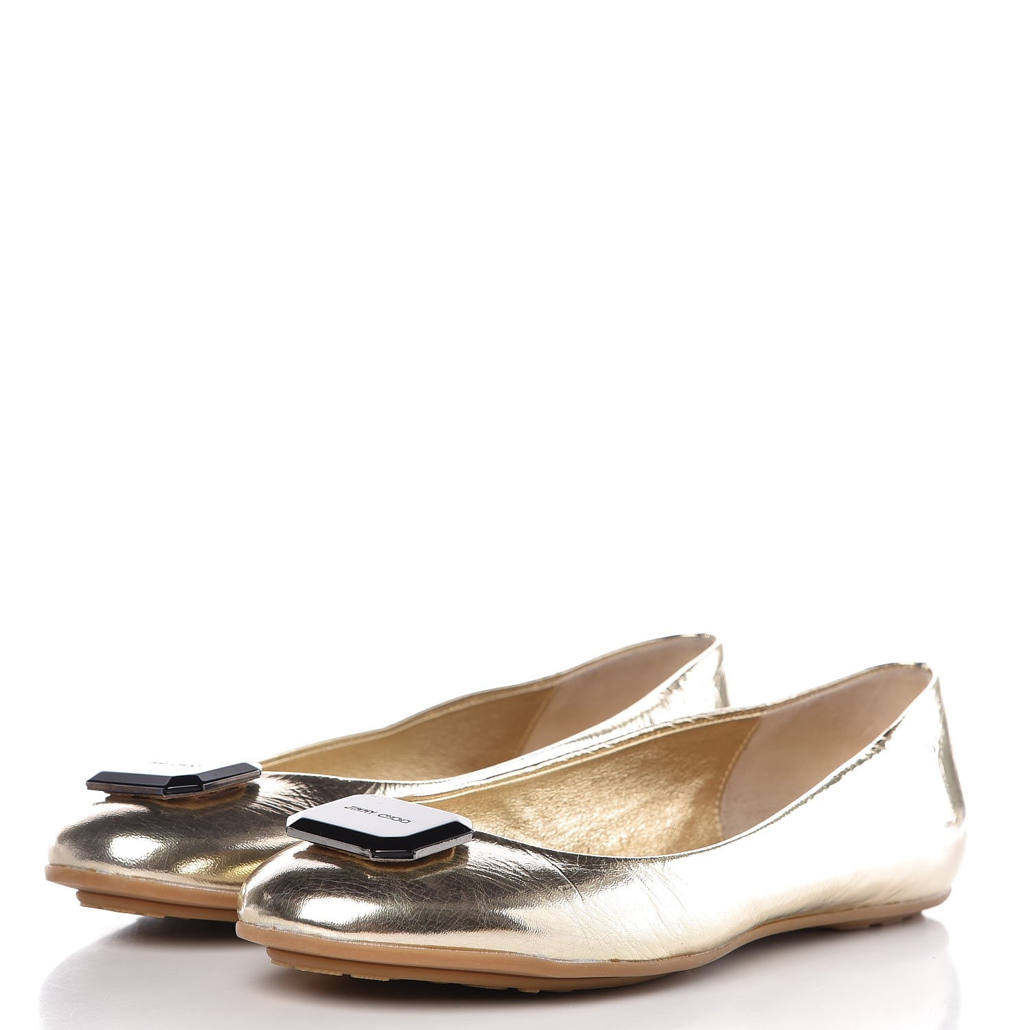 Jimmy Choo Metallic Calfskin Flats 39 Gold 3 of 9