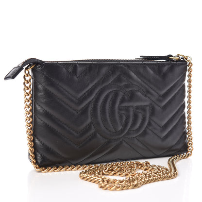 Gucci Calfskin Matelasse Mini GG Marmont Chain Bag Black 3 of 9