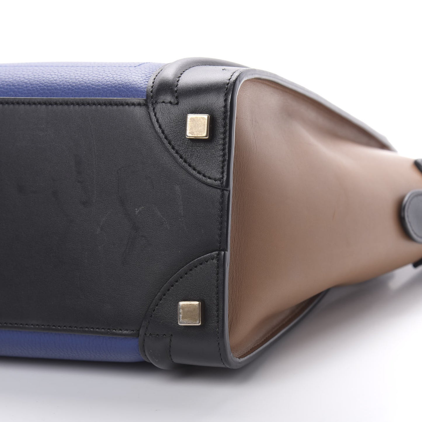 Drummed Calfskin Micro Tri-Color Luggage Indigo