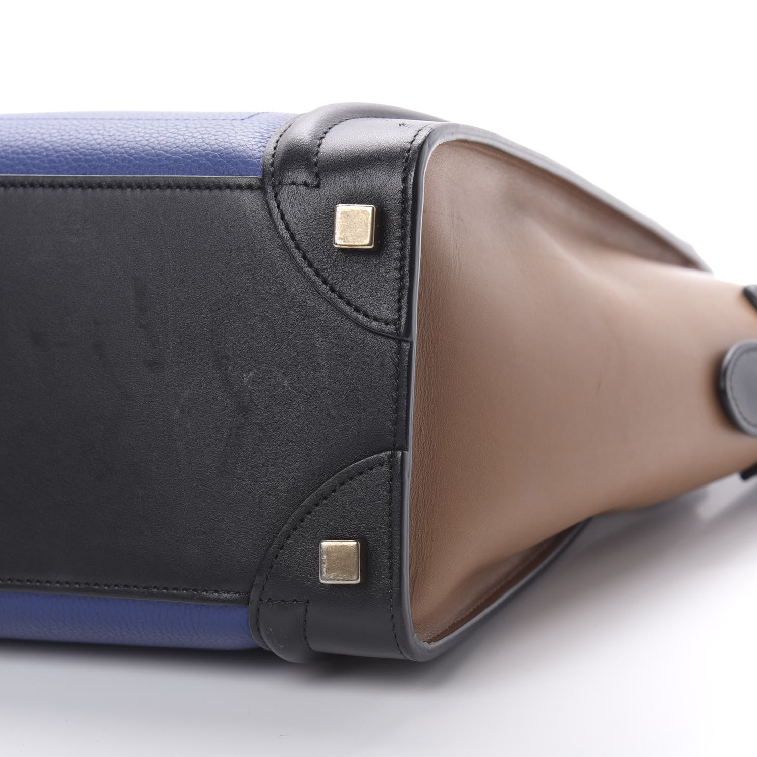 Celine Drummed Calfskin Micro Tri-Color Luggage Indigo 10 of 15