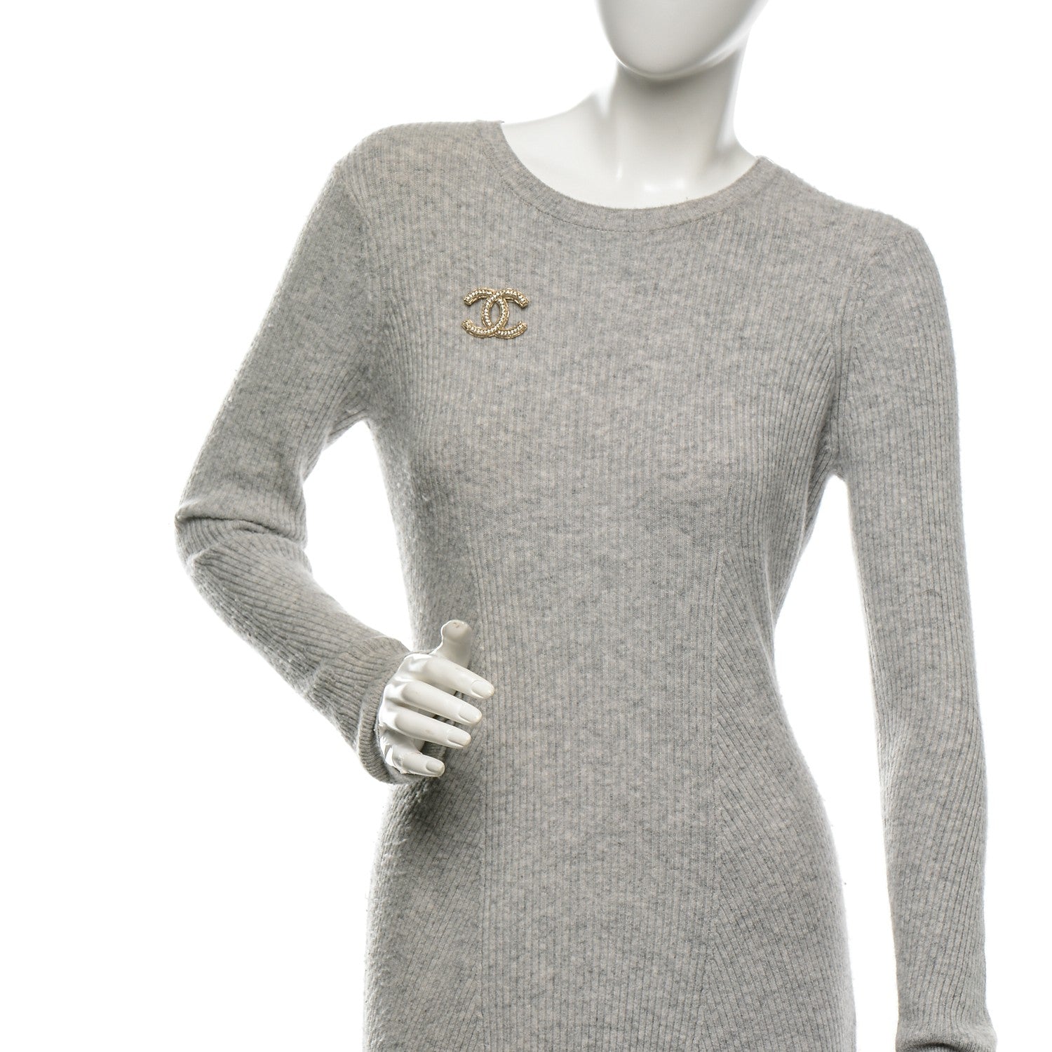 Chanel Crystal CC Brooch Light Gold 2 of 4