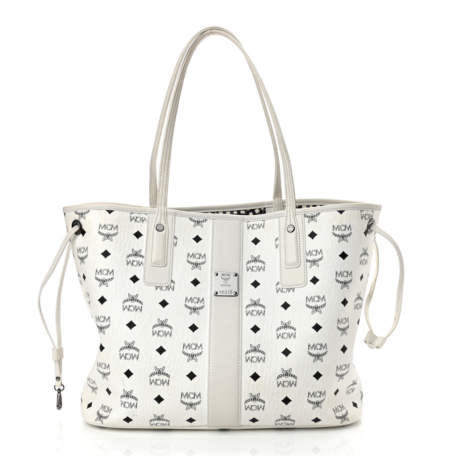 MCM Visetos Medium Liz Reversible Shopper Tote White 3 of 20