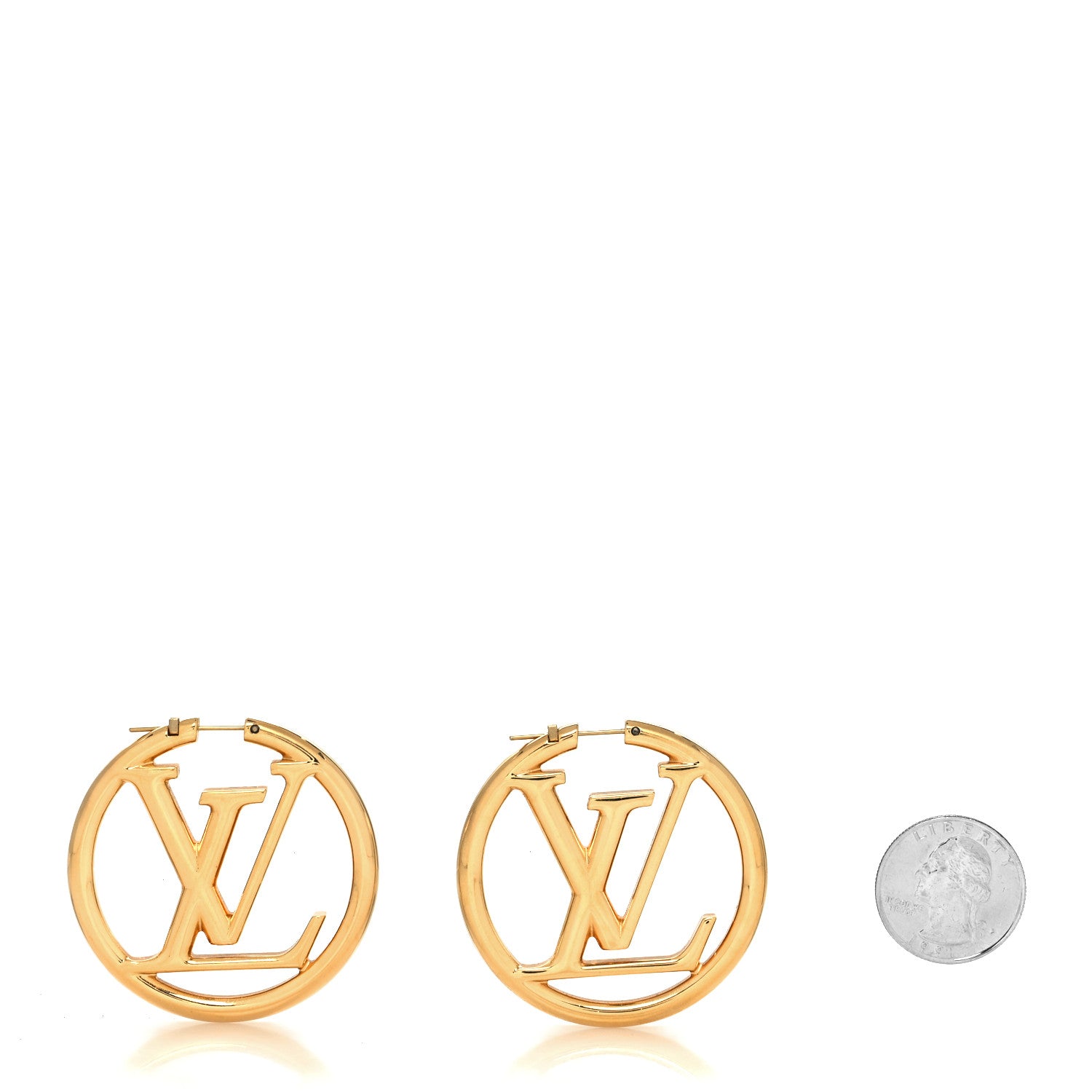 Louis Vuitton Metal Louise Hoop Earrings Gold 2 of 4
