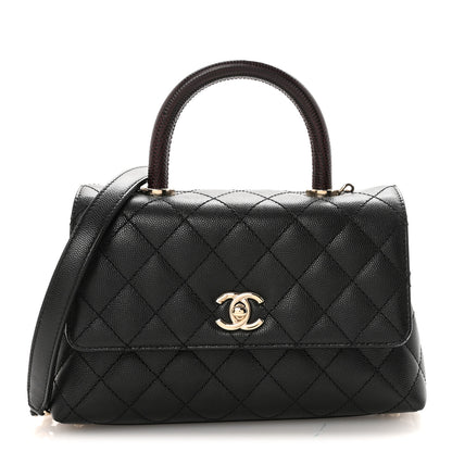 Chanel Caviar Lizard Embossed Quilted Mini Coco Handle Flap Black 1 of 11