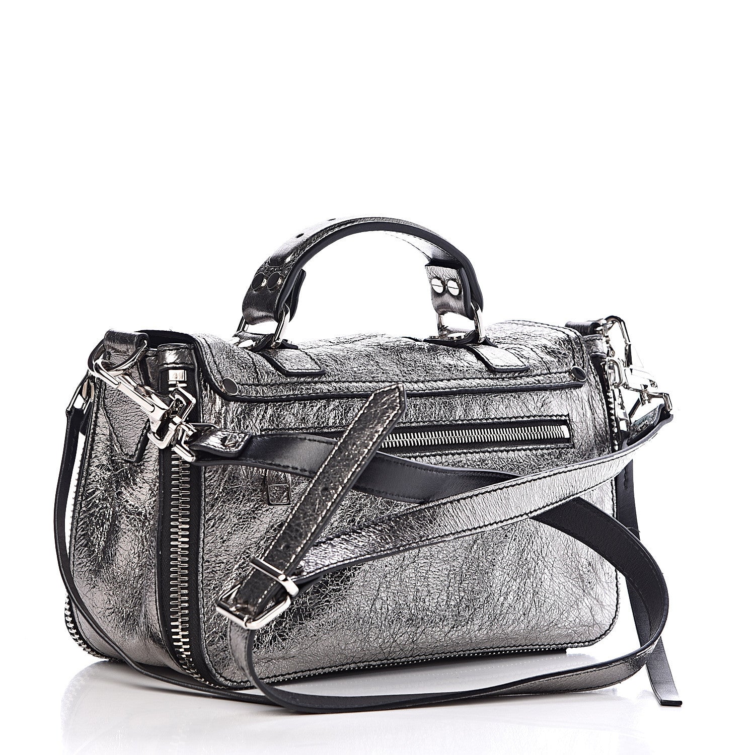 Proenza Schouler Metallic Lambskin Tiny PS1 Satchel Silver 3 of 15