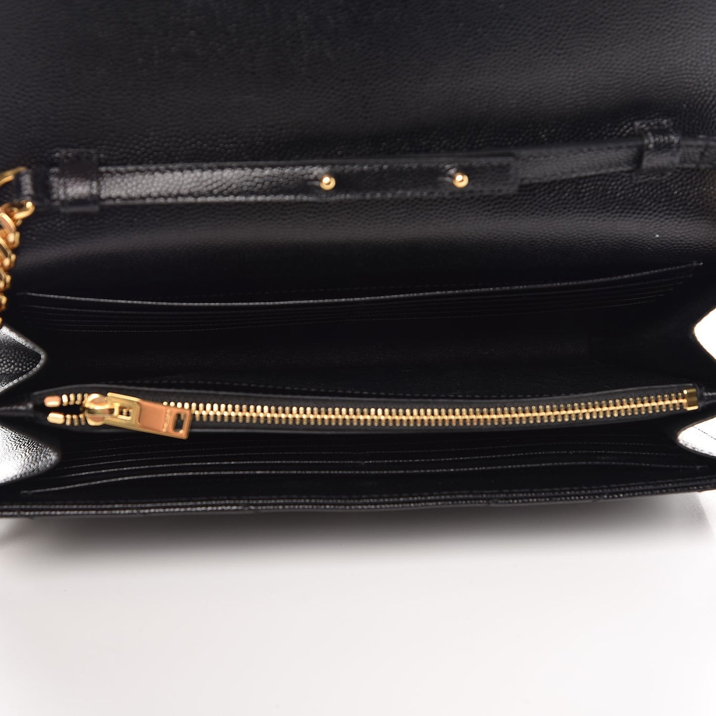 Grain De Poudre Matelasse Chevron Monogram Chain Wallet Black