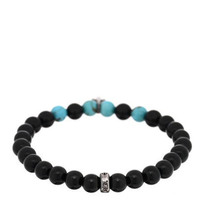 Chrome Hearts Sterling Silver Black Onyx Turquoise Dagger Bead Bracelet 2 of 3