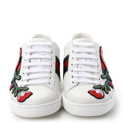 Gucci Calfskin Web Floral Embroidered Womens Ace Sneakers 35 White 2 of 10