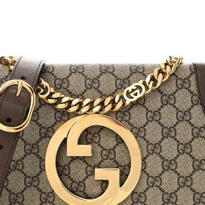 Gucci GG Supreme Monogram Textured Dollar Calfskin Blondie Chain Shoulder Flap Bag Beige Ebony New Acero 8 of 12