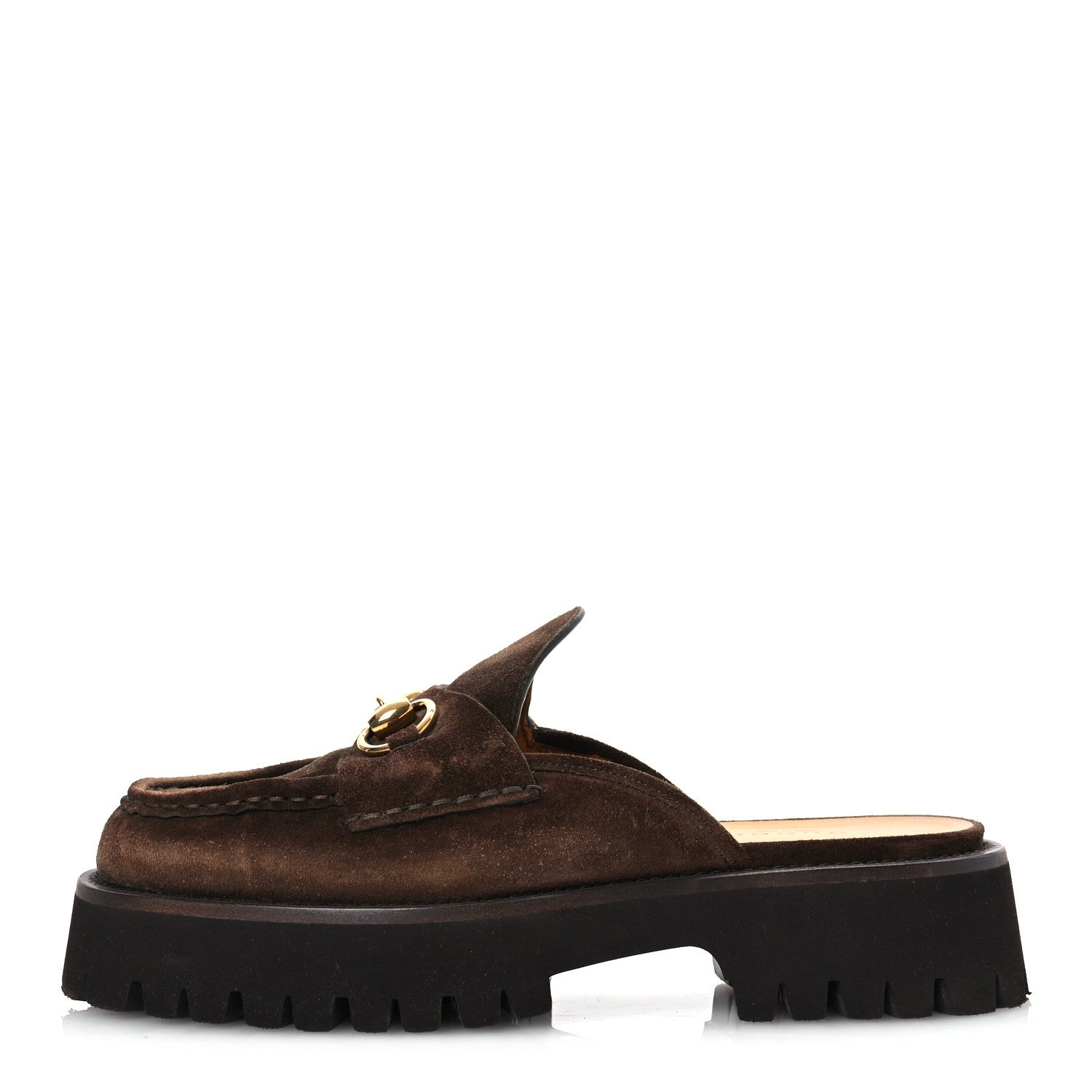 Gucci Suede Horsebit Platform Mules 37 Washed Brown 1 of 15