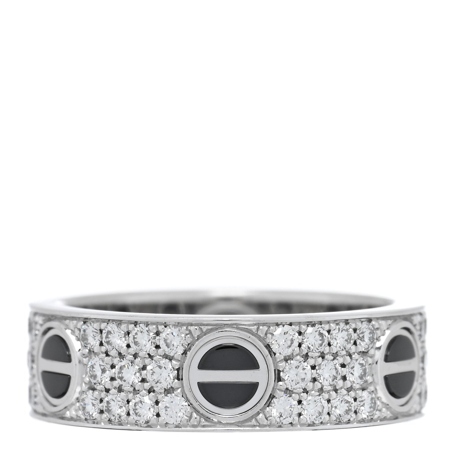 Cartier 18K White Gold Diamond Ceramic LOVE Paved Ring 57 8 1 of 5