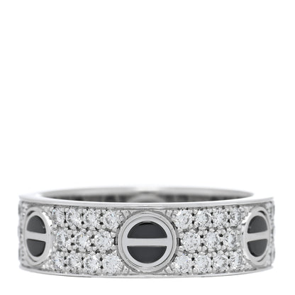 Cartier 18K White Gold Diamond Ceramic LOVE Paved Ring 57 8 1 of 5