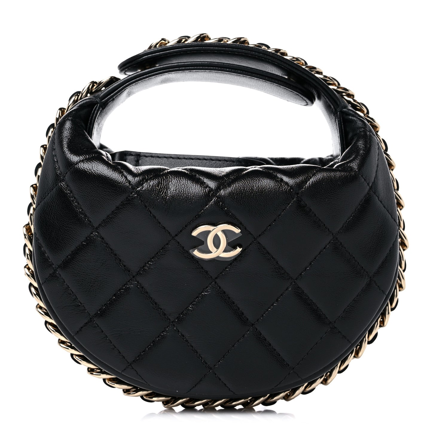Quilted Chain Around Pouch Black