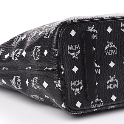 MCM Visetos Medium Anya Zip Top Shopper Tote Black 7 of 14