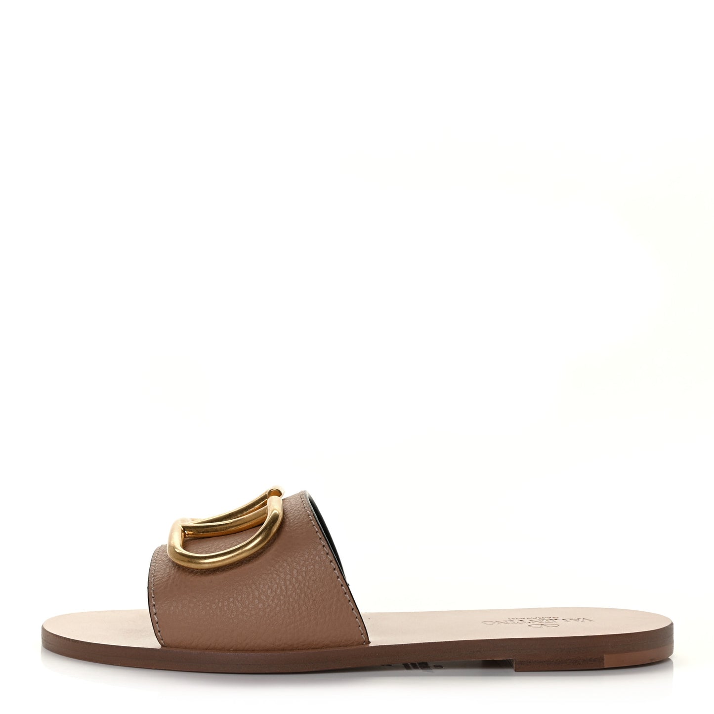 Grainy Cowhide Vlogo Flat Slide Sandals 36 Rose Cannelle