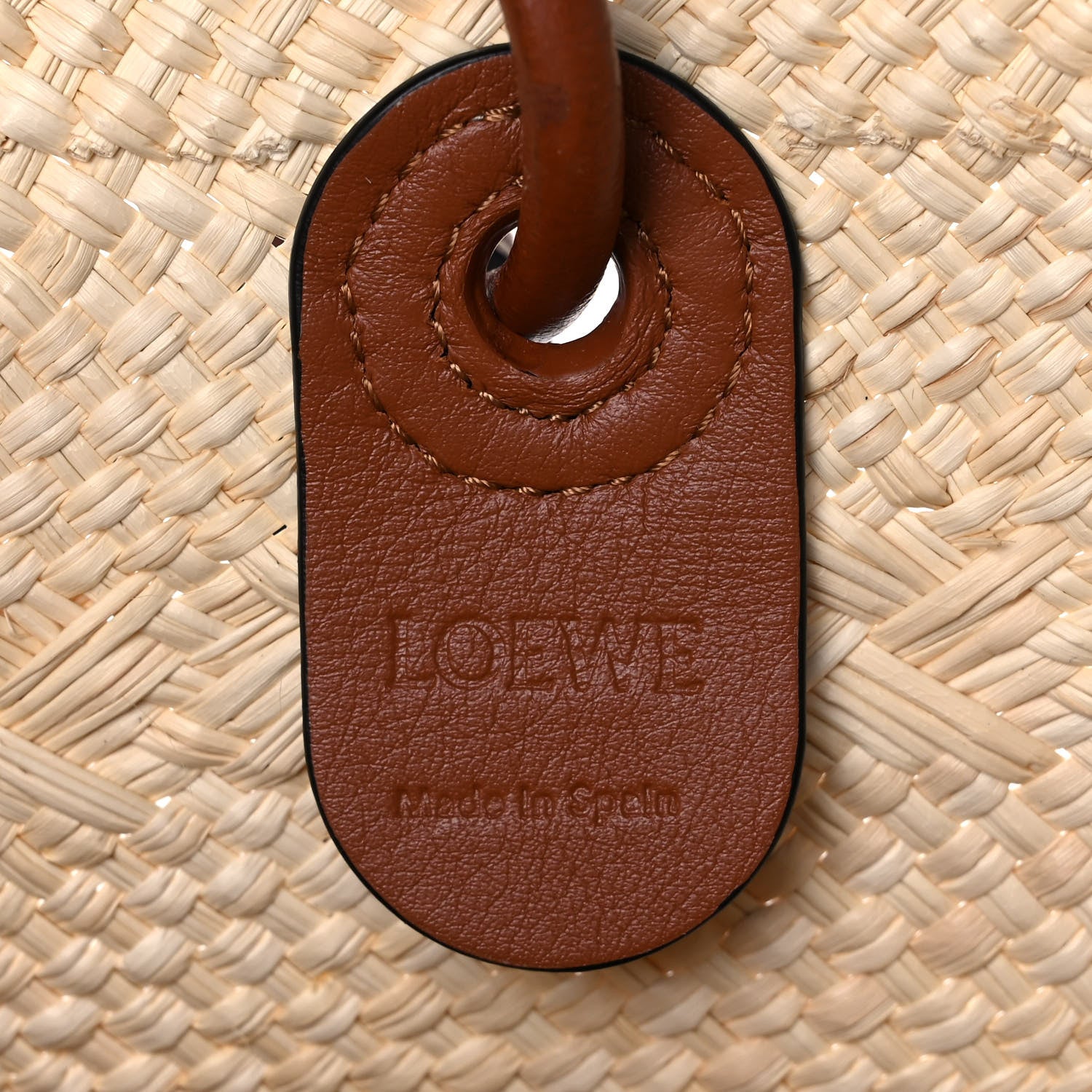 Loewe Iraca Palm Calfskin Anagram Basket Bag Natural Tan 5 of 11