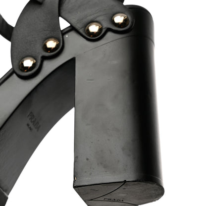 Prada Calfskin Platform Slingback Sandals 37 Black 8 of 12