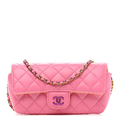 Chanel Lambskin Quilted Glasses Case With Chain Pink Yellow 1 of 8