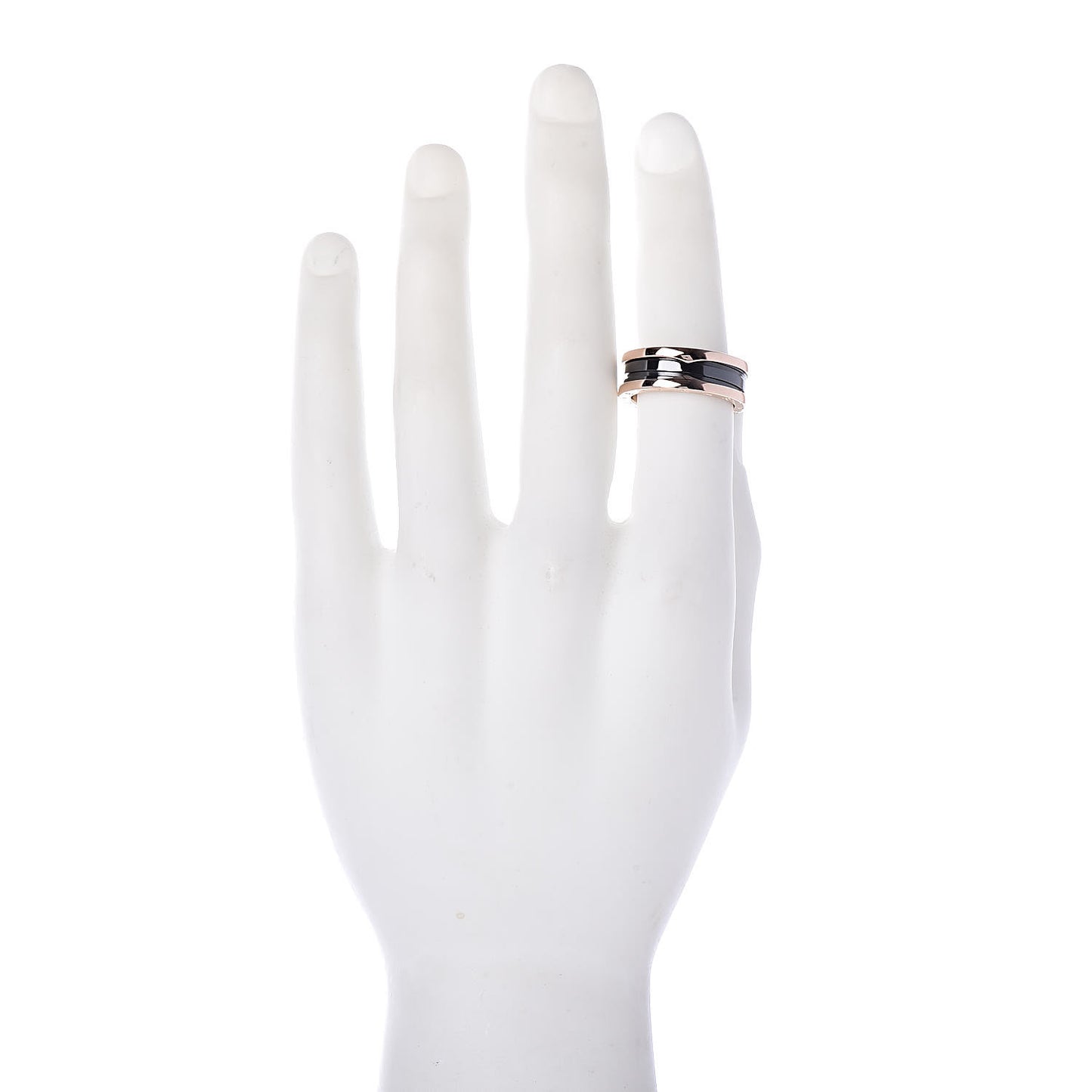 18K Rose Gold Black Ceramic B.Zero1 Two-Band Ring 62 10