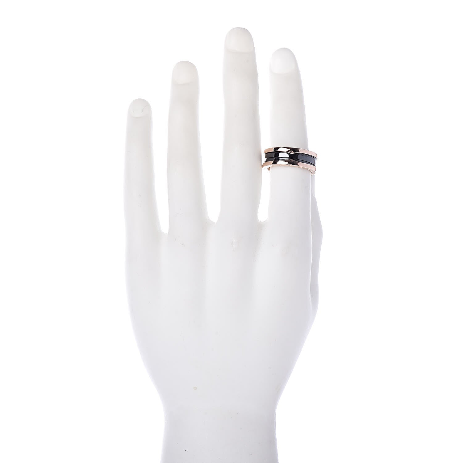 Bulgari 18K Rose Gold Black Ceramic B.Zero1 Two-Band Ring 62 10 2 of 7