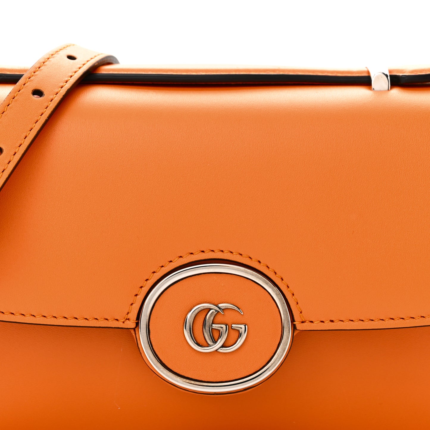 Senna Calfskin Petite GG Top Handle Shoulder Bag Orange