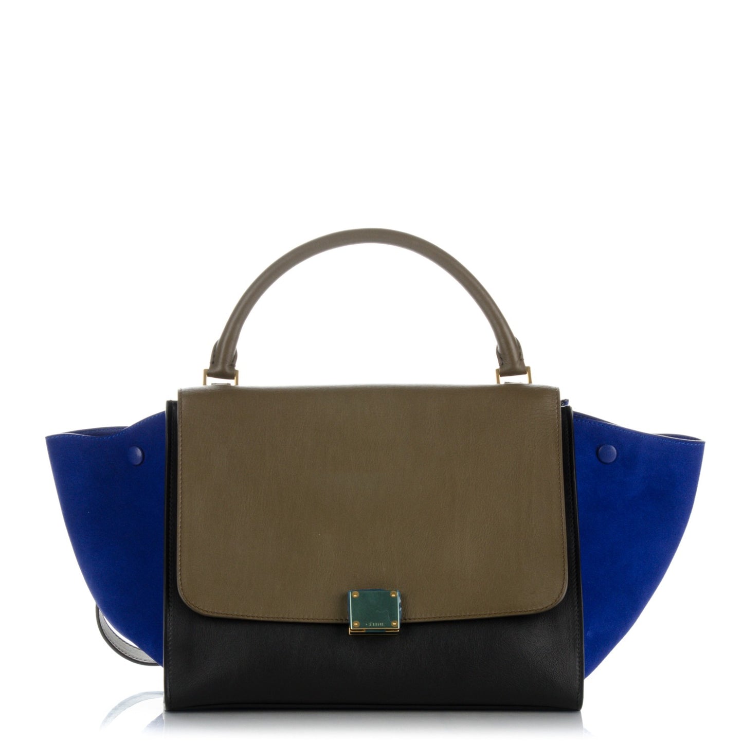 Smooth Calfskin Suede Medium Tri-Color Trapeze Indigo