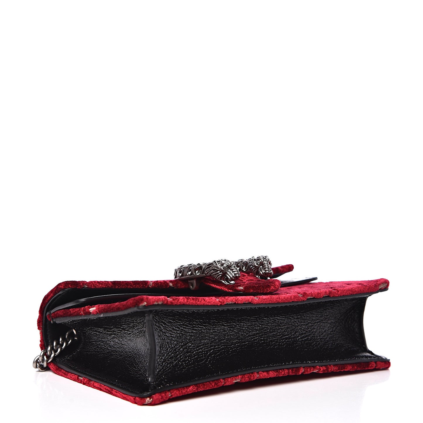 Velvet GG Monogram Super Mini Dionysus Shoulder Bag Red Cipria Black