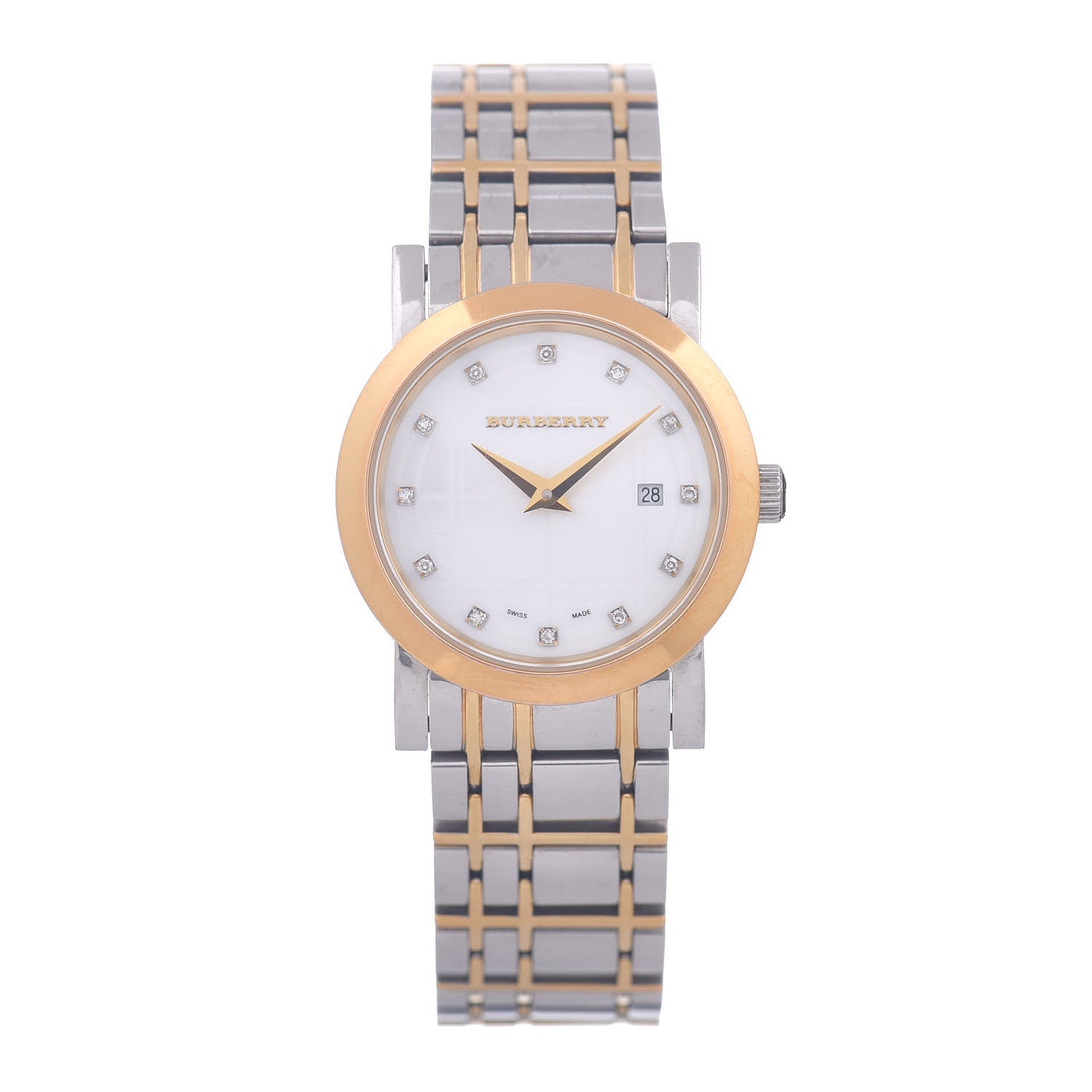 Burberry Stainless Steel Diamond Mother of Pearl 28mm Quartz Watch BU1375 1 of 5