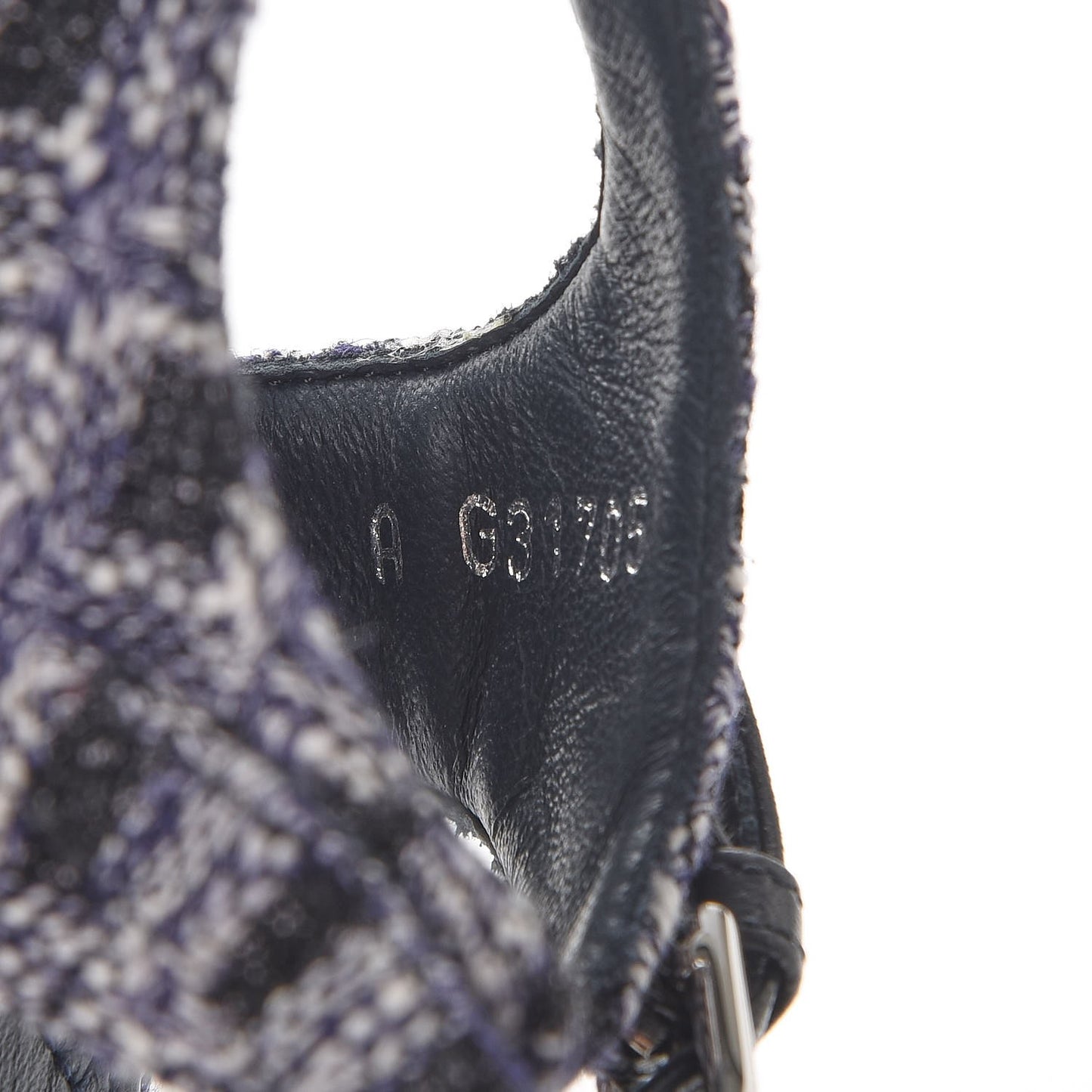 Tweed CC Chain Sandals 37.5 Navy Black